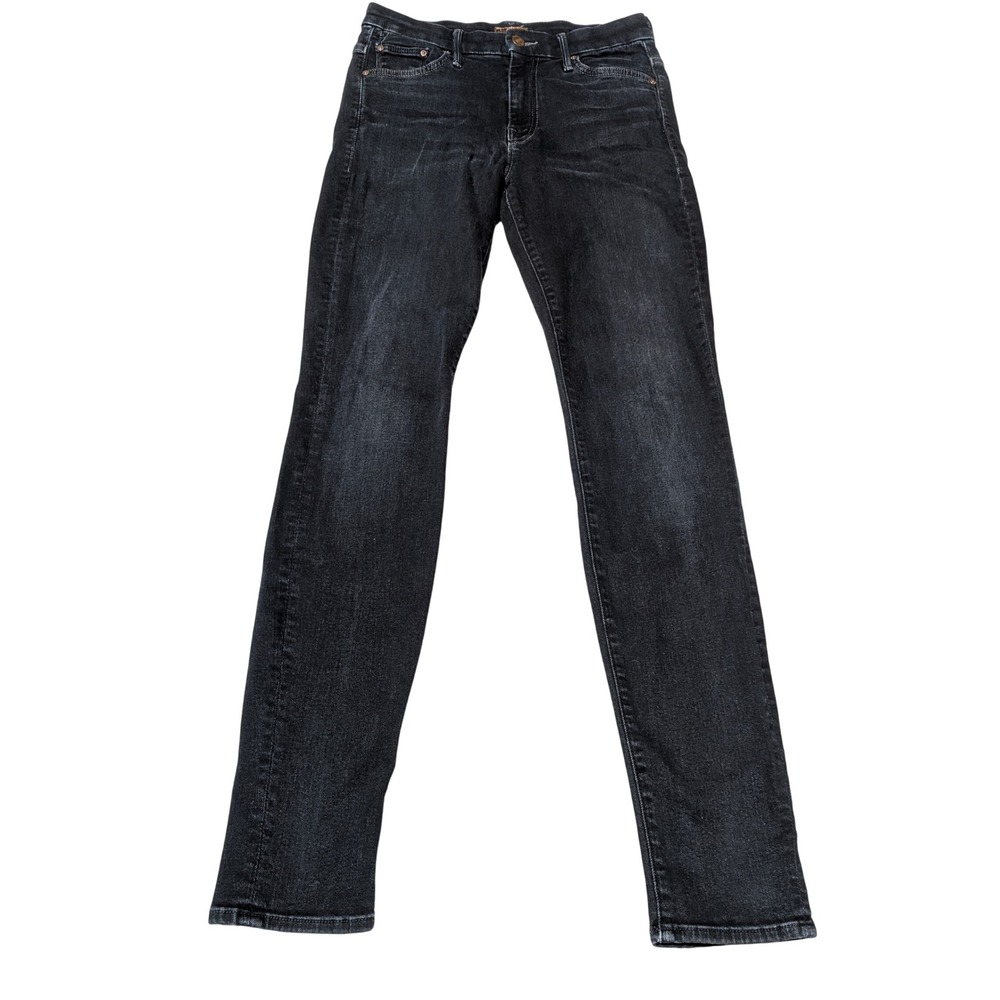 Mother Jeans Womens 27 Black Slim Leg Mid Rise Faded Dark Wash Denim Made in USA